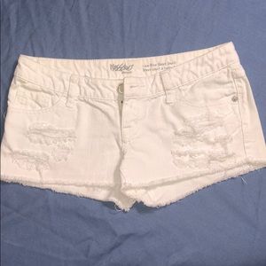 White Jean distressed shorts